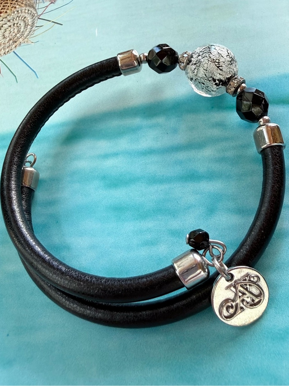 Baroni Wrap Bracelet Antonio Vaccari  
Black/Silver Murano Glass